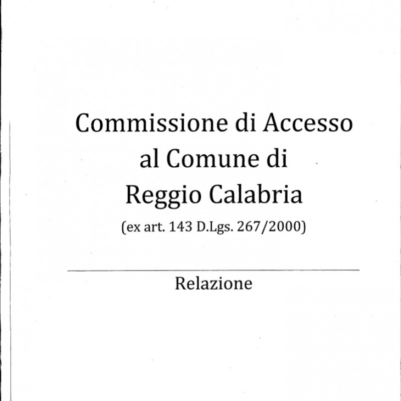la prima pagina della relazione ministeriale