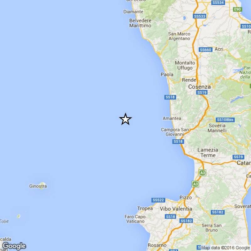 Due scosse 2.9 e 2.3 gradi al largo coste Calabria