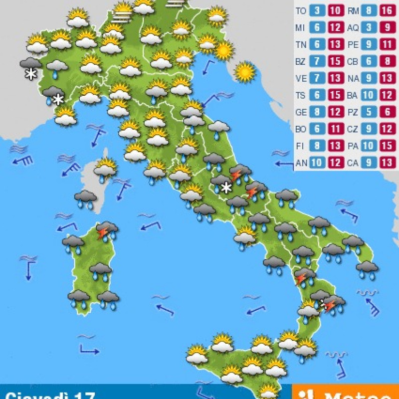 Pioggia e vento forte in Calabria