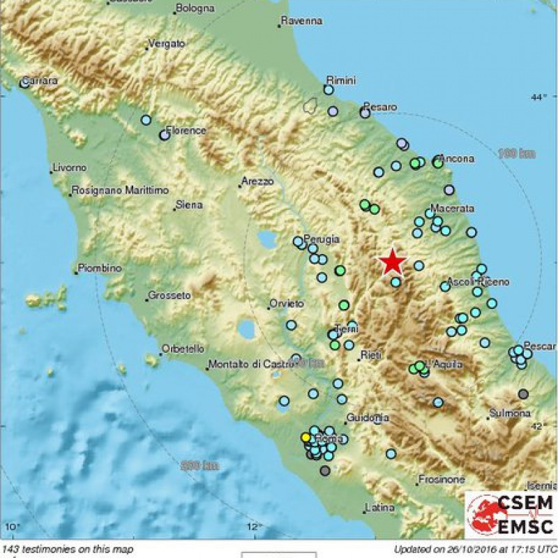 Forte terremoto nel centro Italia