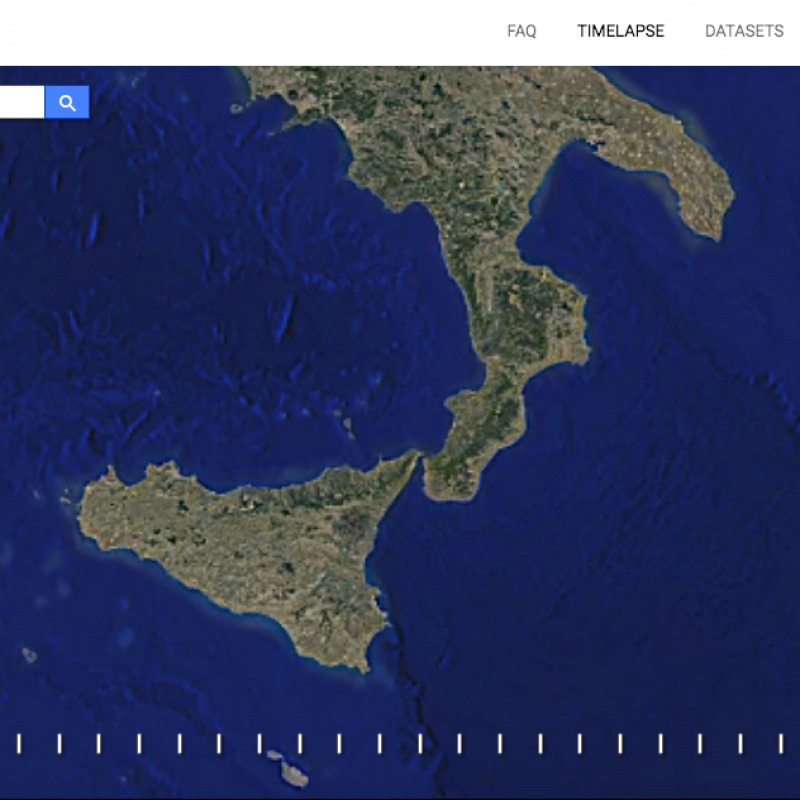 Su "Timelapse" di Google anche i cambiamenti di Calabria e Sicilia