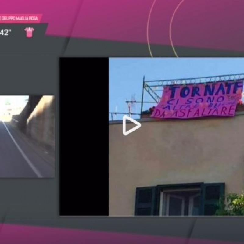 La bufala del Giro in tv: lo striscione non era nel Messinese