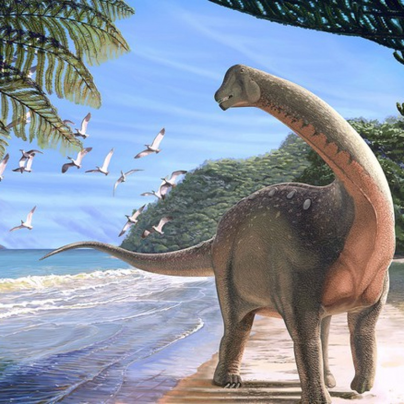 Ricostruzione artistica del dinosauro Mansourasaurus shahinae vissuto circa 80 milioni di anni fa in Egitto (fonte: Andrew McAfee, Carnegie Natural History Museum)