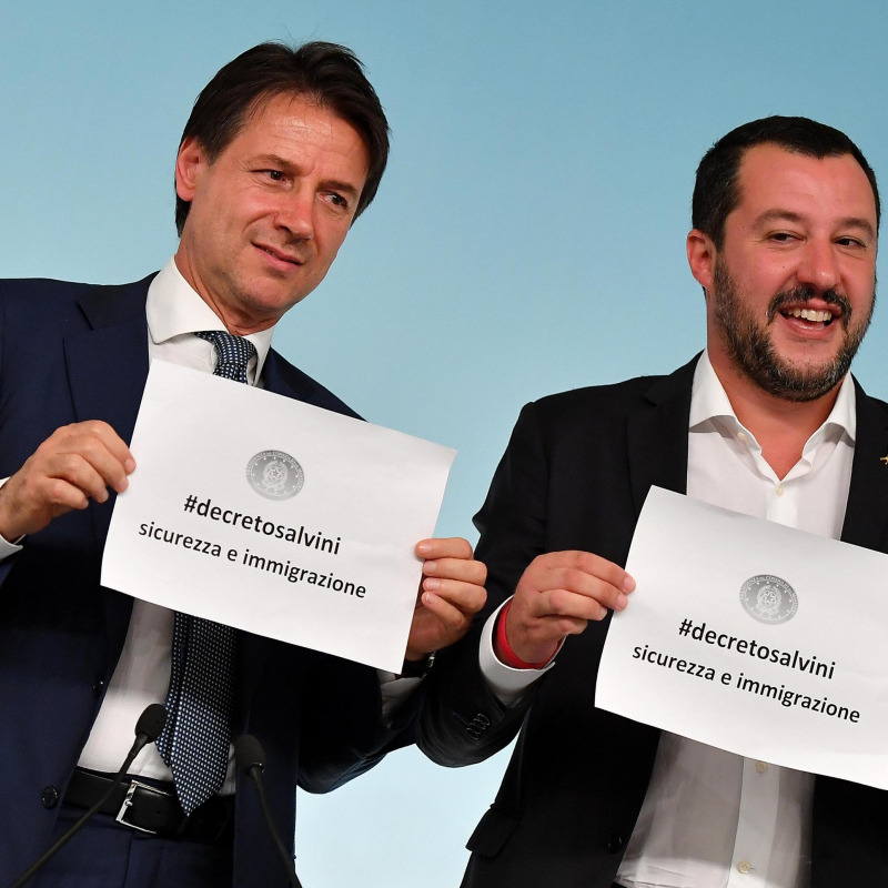 Il presidente del Consiglio, Guseppe Conte, e il il vice premier e ministro dell'Interno, Matteo Salvini