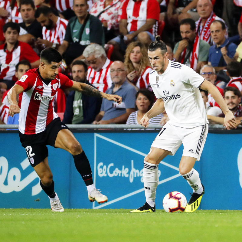 Gareth Bale in azione contro l'Atletico Bilbao