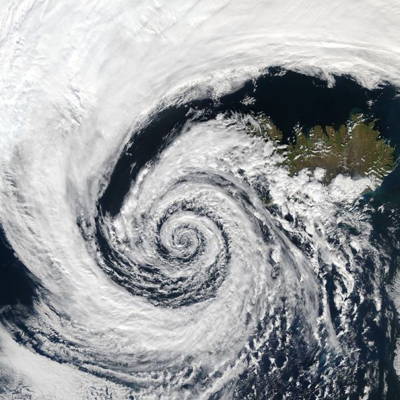 Un ciclone visto dallo spazio (fonte: NASAs Aqua/MODIS satellite)