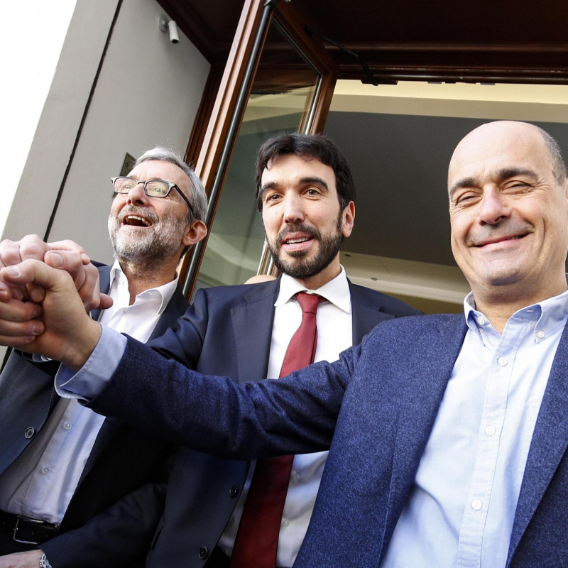 I candidati alle primarie del Pd Roberto Giachetti, Maurizio Martina e Nicola Zingaretti