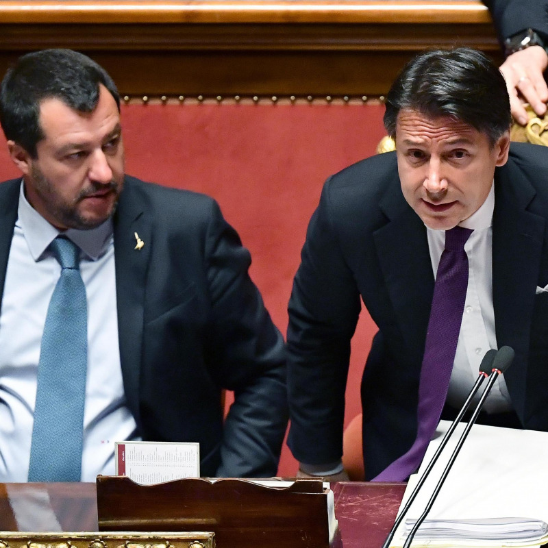 Il vicepremier e ministro dell'Interno, Matteo Salvini, e il presidente del Consiglio, Giuseppe Conte