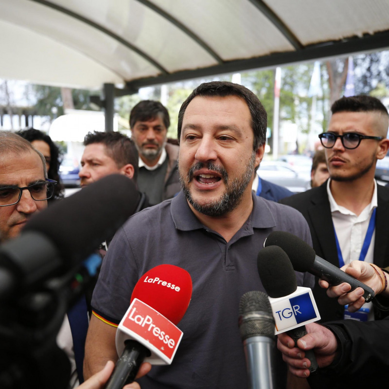 Matteo Salvini in occasione della convention laziale della Lega