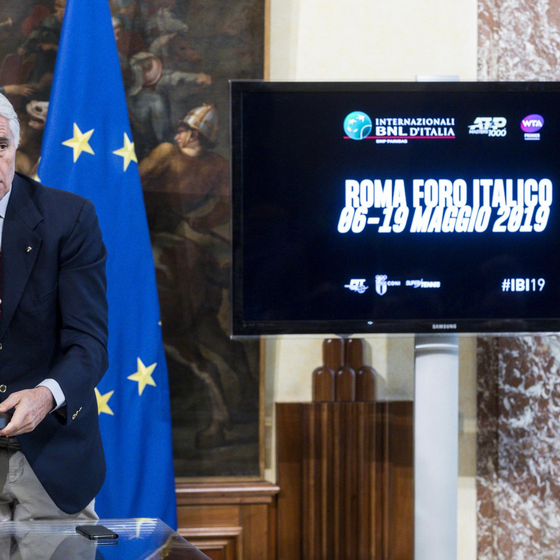 Il presidente del Coni Giovanni Malagò durante la conferenza stampa di presentazione della 76esima edizione degli Internazionali BNL d'Italia di tennis