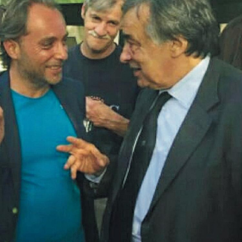 Cannizzo con il sindaco di Palermo Leoluca Orlando durante le prove