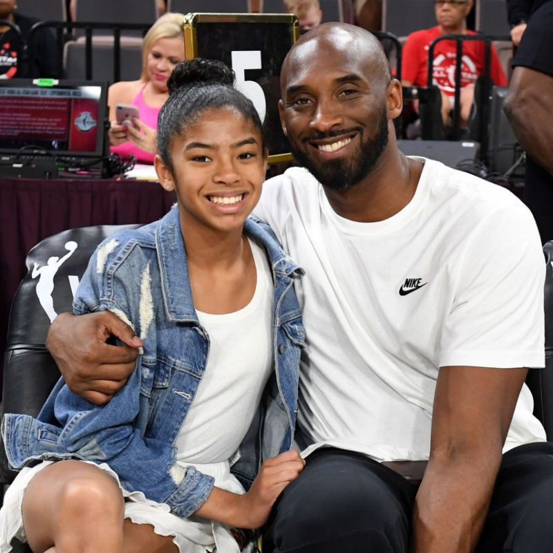 LAS VEGAS, NEVADA - JULY 27: Gianna Bryant and her father, former NBA player Kobe Bryant, attend the WNBA All-Star Game 2019 at the Mandalay Bay Events Center on July 27, 2019 in Las Vegas, Nevada. NOTE TO USER: User expressly acknowledges and agrees that, by downloading and or using this photograph, User is consenting to the terms and conditions of the Getty Images License Agreement. (Photo by Ethan Miller/Getty Images)