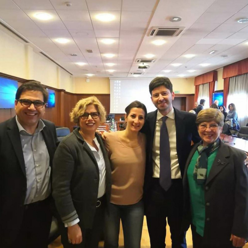 Concetta Castilletti, Francesca Colavita, Maria Rosaria Capobianchi con il ministro Roberto Speranza