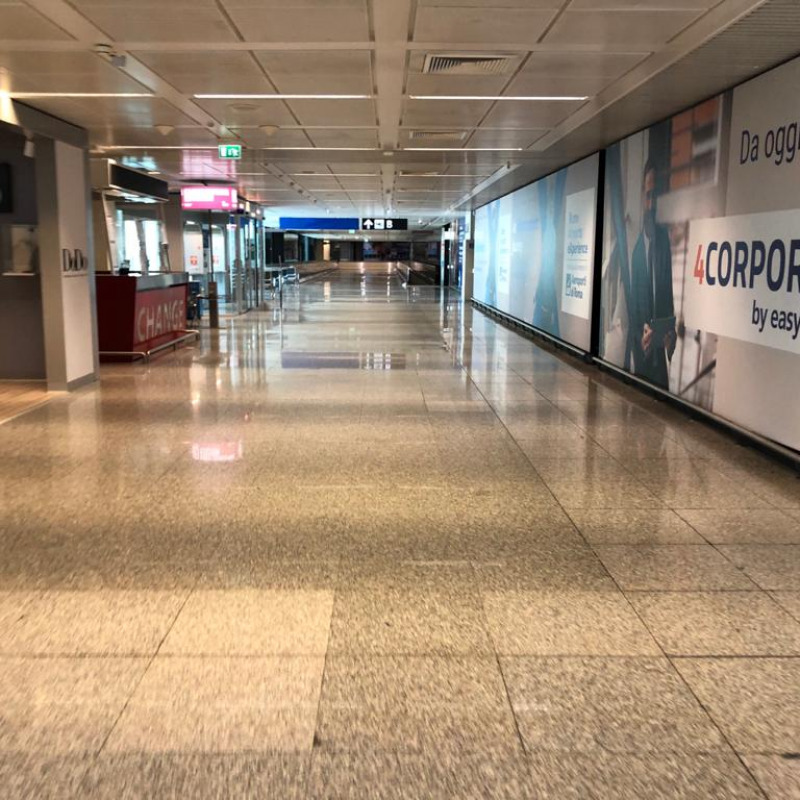 L'aeroporto di Roma Fiumicino deserto sabato pomeriggio