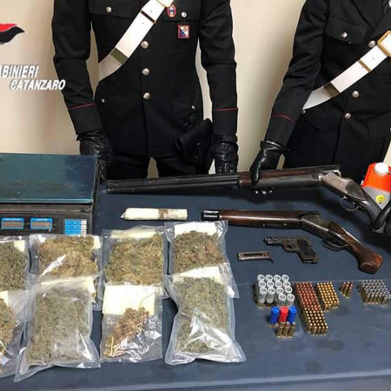 La droga e le armi sequestrate dai carabinieri a Curinga
