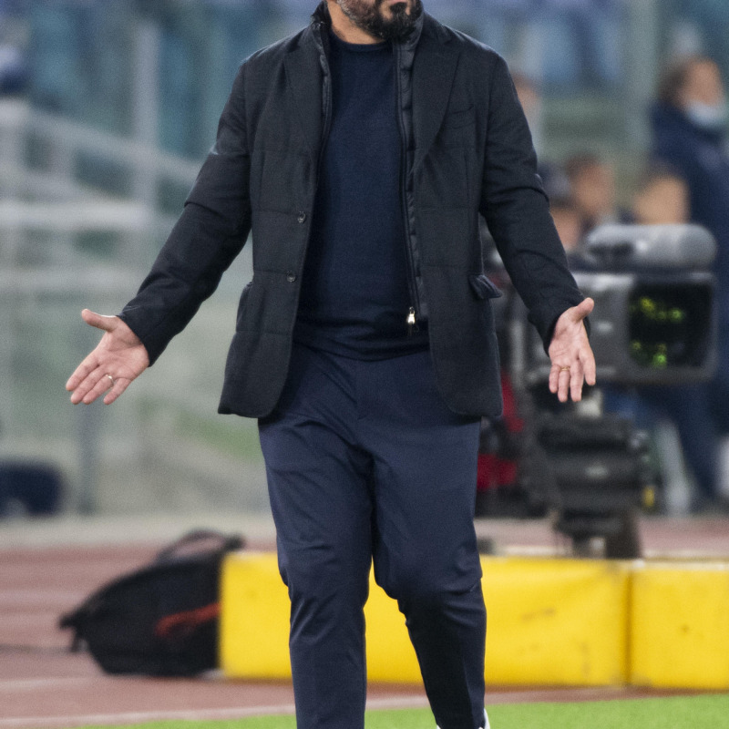 Gattuso con la benda all'occhio durante la partita Napoli - Torino