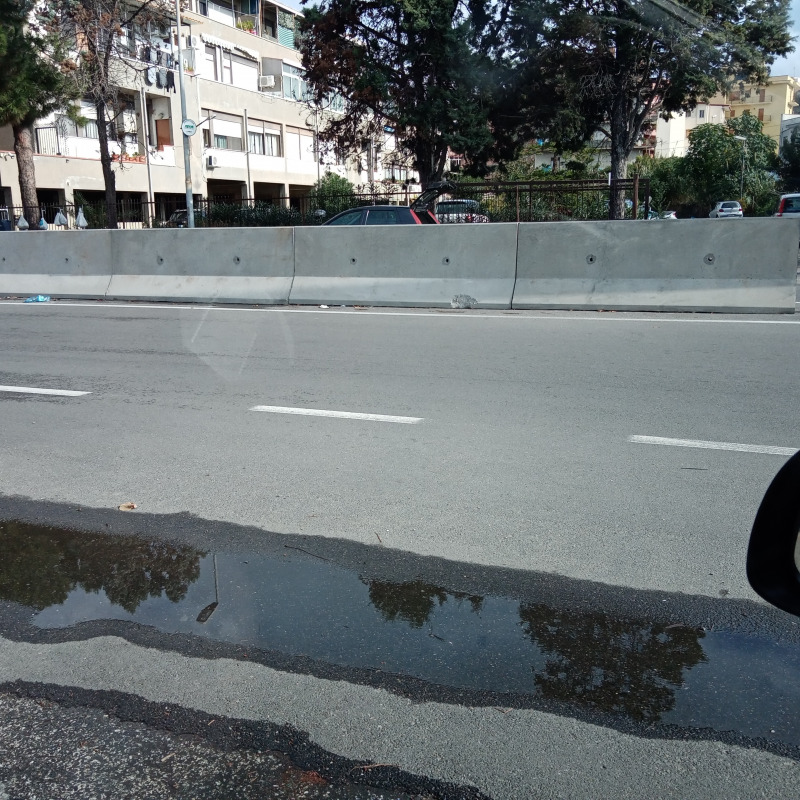 I blocchi in cemento in viale Europa a Reggio Calabria