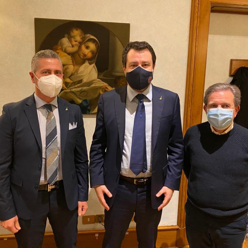 Roy Biasi e Gianfranco Saccomanno insieme a Matteo Salvini