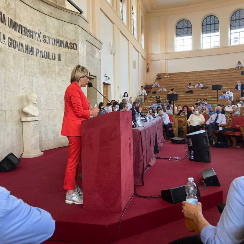 Il sindaco Maria Limardo (vice presidente dell’Anci) durante il suo intervento al Consiglio nazionale