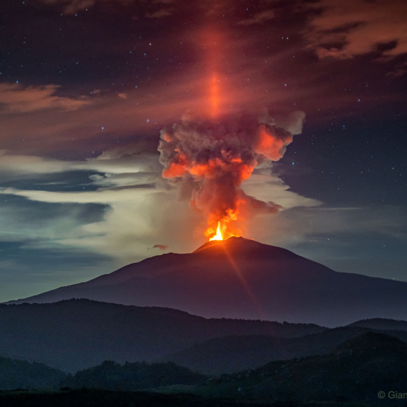 Light Pillar over Volcanic EtnaImage Credit & Copyright: Giancarlo Tinè