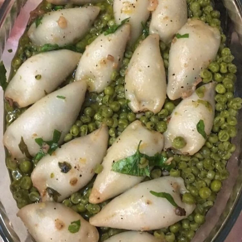 Calamari ripieni con piselli