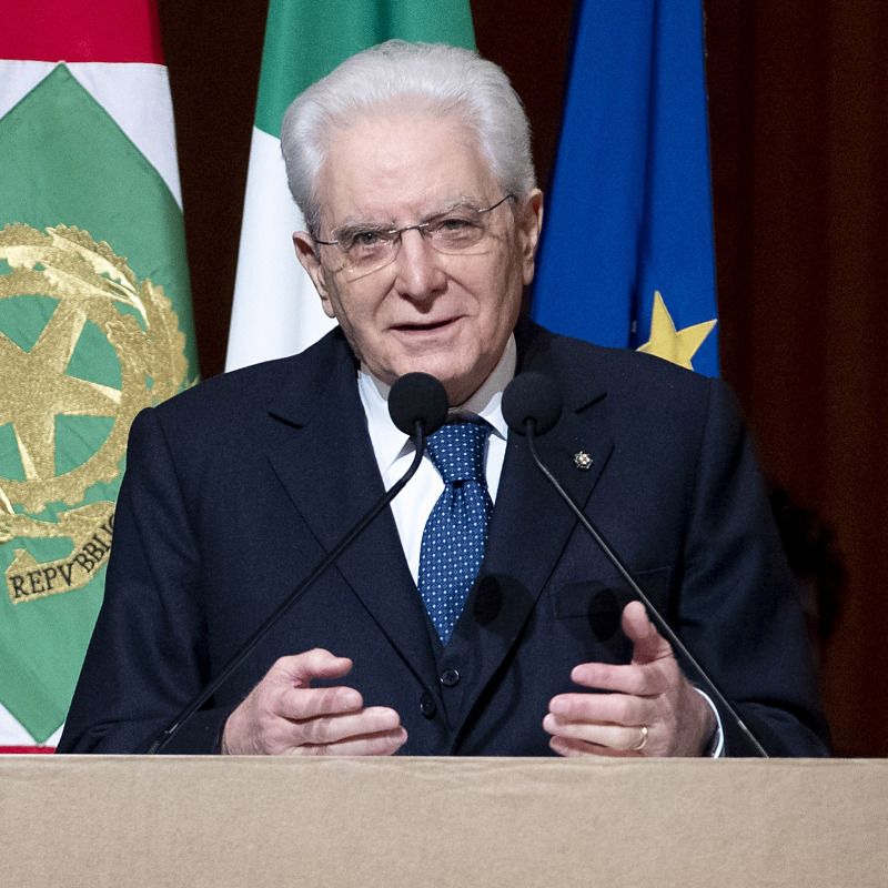 Messina - Il Presidente Sergio Mattarella alla cerimonia di consegna del Premio Internazionale Maria Sofia Pulejo e Uberto Bonino, oggi 13 aprile 2022.(Foto di Paolo Giandotti - Ufficio per la Stampa e la Comunicazione della Presidenza della Repubblica)