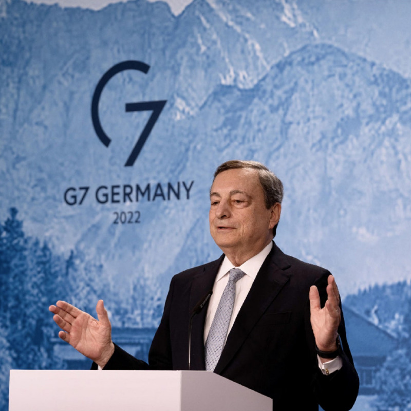 Mario Draghi al G7 in Germania