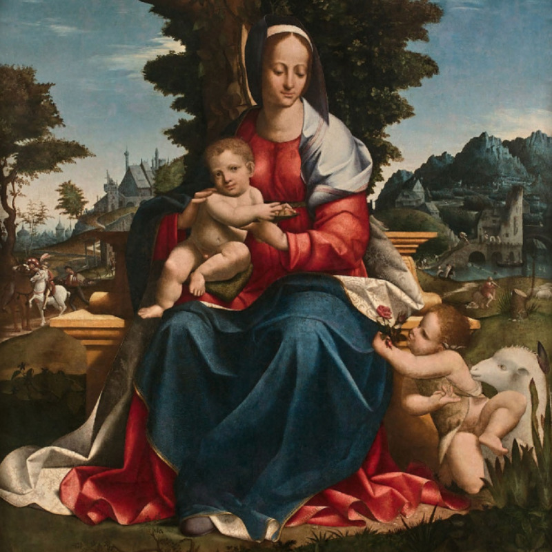Madonna con Bambino e S. Giovannino del pittore Girolamo Alibrandi