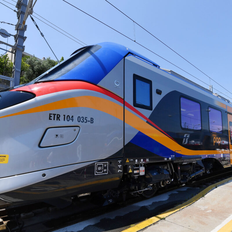 Foto LaPresse - Tano Pecoraro25 Giugno 2020 Savona - (Italia)CronacaPresentazione nuovo treno PopImpianto Manutenzione Trenitalianella foto: trenoPhoto LaPresse - Tano Pecoraro25 June 2020 City Savona - (Italy)ChroniclePresentation new train PopMaintenance facility Trenitaliain the pic: train