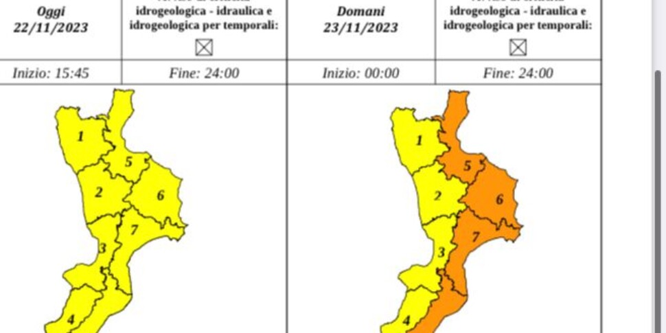 Maltempo In Calabria, Oggi Allerta Arancione Su Tutta La Fascia Ionica ...