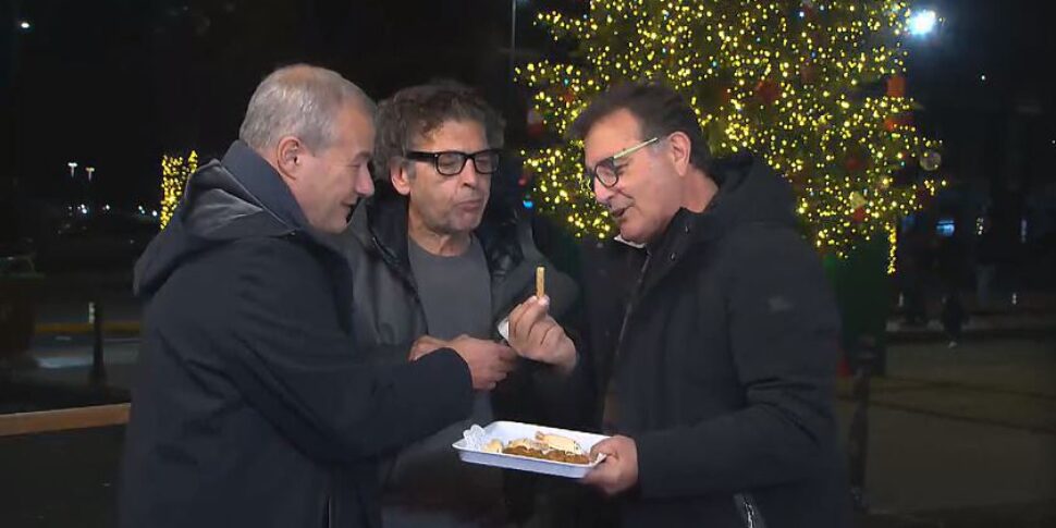 Ninni Bruschetta, l'assessore Calafiore e Ivo Blandina alla casetta di GazzettadelSud-Rtp