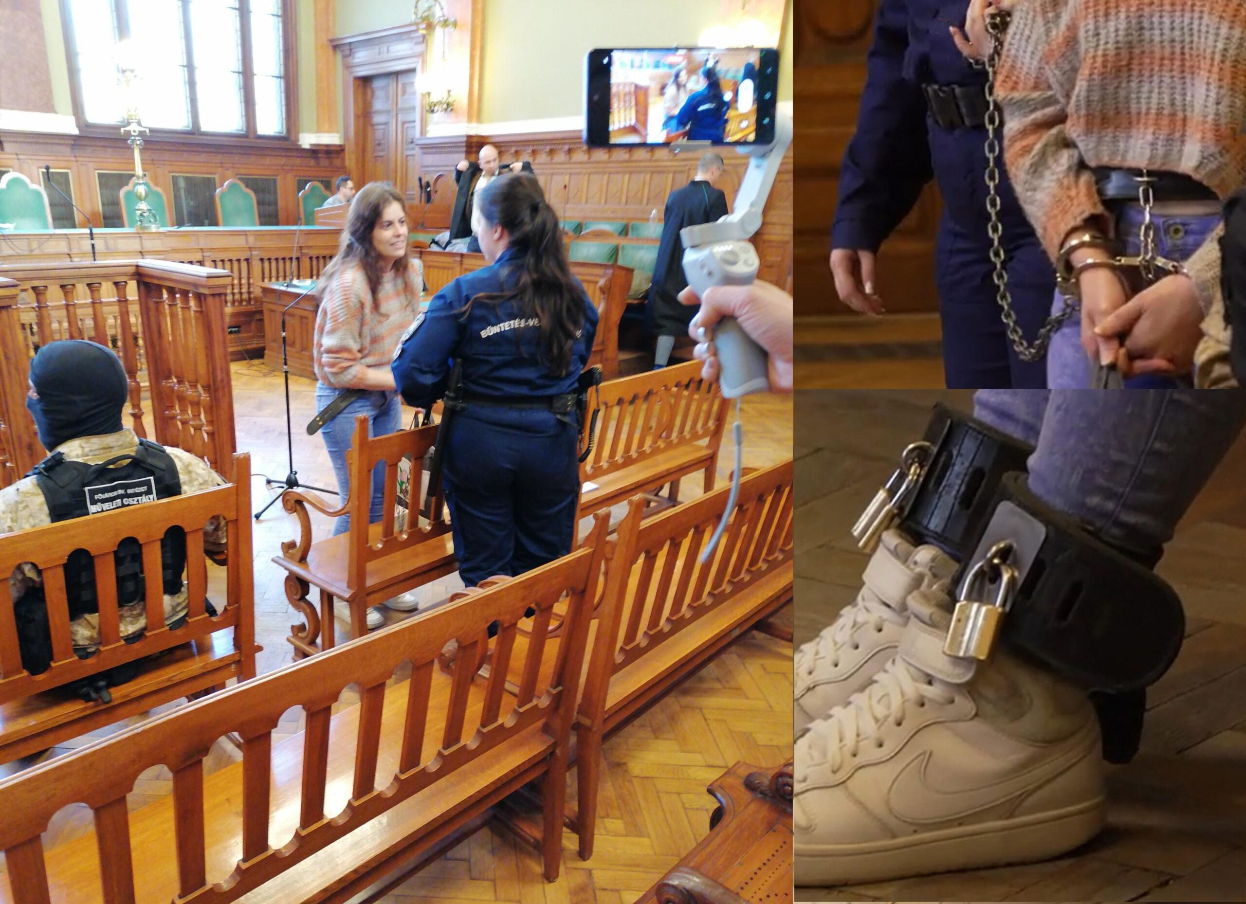 Ilaria Salis in aula in catene, legata mani e piedi. Il legale: sci… Ilaria Salis in aula in catene, legata mani e piedi. Il legale: sci…