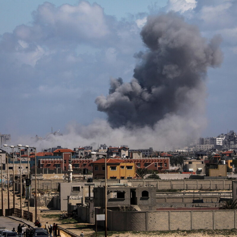 epa11221845 Smoke rises following an Israeli air strike in Gaza City, northern Gaza Strip, 15 March 2024. More than 31,000 Palestinians and over 1,300 Israelis have been killed, according to the Palestinian Health Ministry and the Israel Defense Forces (IDF), since Hamas militants launched an attack against Israel from the Gaza Strip on 07 October 2023, and the Israeli operations in Gaza and the West Bank which followed it. EPA/MOHAMMED SABER