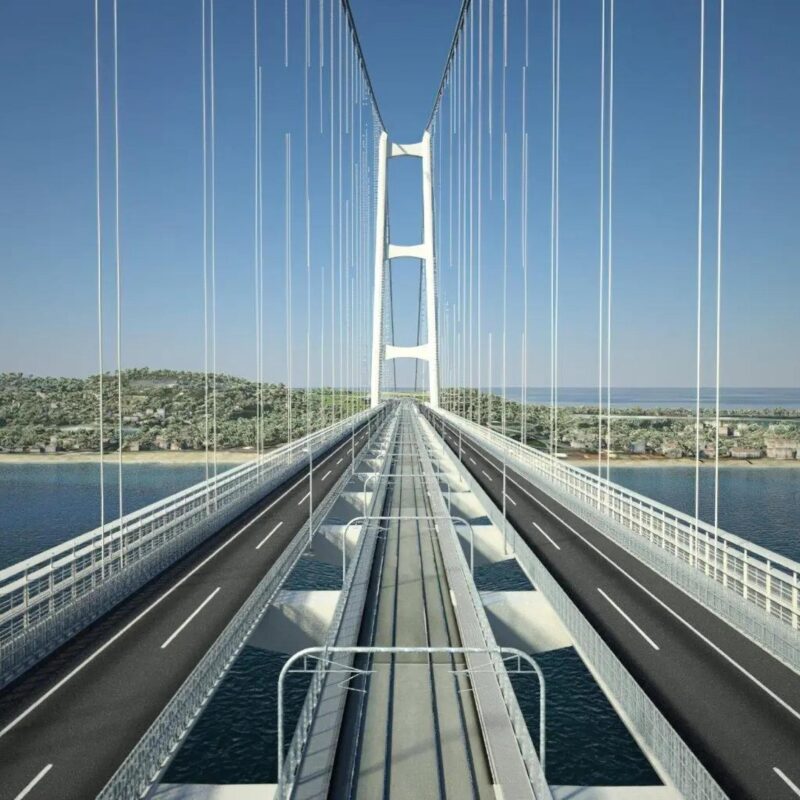 Un rendering del Ponte sullo Stretto."Per me è una grande soddisfazione, vi ringrazio". Con queste parole il vicepremier e ministro Matteo Salvini ha aperto la riunione al Mit sull'aggiornamento del progetto definitivo del Ponte sullo Stretto. Al ministero si è svolto l'incontro istituzionale per presentare la relazione del progettista sull'aggiornamento del progetto definitivo del collegamento stabile tra Calabria e Sicilia.ANSA/US MIT+++ ANSA PROVIDES ACCESS TO THIS HANDOUT PHOTO TO BE USED SOLELY TO ILLUSTRATE NEWS REPORTING OR COMMENTARY ON THE FACTS OR EVENTS DEPICTED IN THIS IMAGE; NO ARCHIVING; NO LICENSING +++ NPK +++