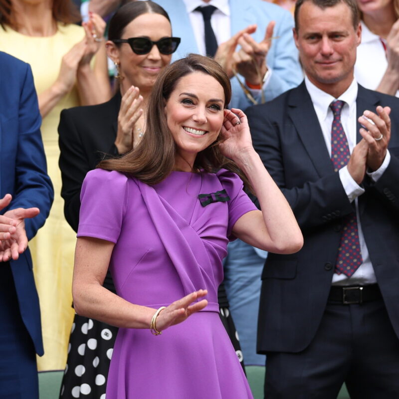 epa11477315 Britain's Catherine, Princess of Wales, arrives for the Men's Singles final between Carlos Alcaraz of Spain and Novak Djokovic of Serbia at the Wimbledon Championships, Wimbledon, Britain, 14 July 2024. EPA/ADAM VAUGHAN EDITORIAL USE ONLY