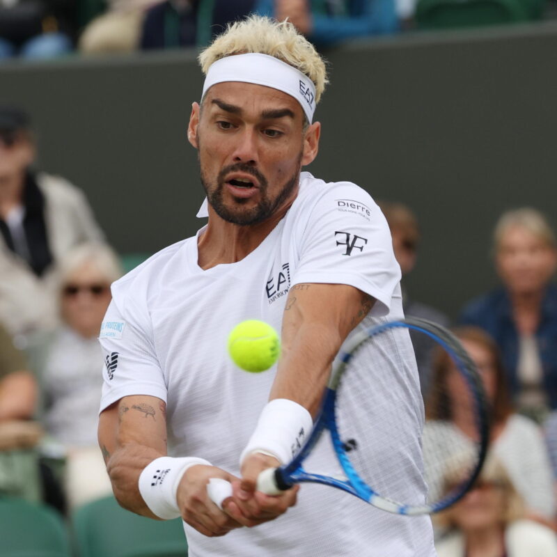 epa11454662 Fabio Fognini in action during his Men's Singles 2nd round match against Casper Ruud of Norway at the Wimbledon Championships, Wimbledon, Britain, 03 July 2024. EPA/TIM IRELAND EDITORIAL USE ONLY