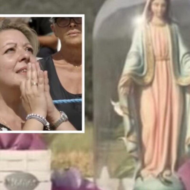 Il frame tratto dalla trasmissione '5 minuti' di Bruno Vespa su Rai1 mostra Gisella Cardia, al secolo Maria Giuseppa Scarpulla, la presunta veggente custode della statua di una madonna che lacrima.FERMO IMMAGINE RAI1+++ ATTENZIONE LA FOTO NON PUO' ESSERE PUBBLICATA O RIPRODOTTA SENZA L'AUTORIZZAZIONE DELLA FONTE DI ORIGINE CUI SI RINVIA +++ NPK +++