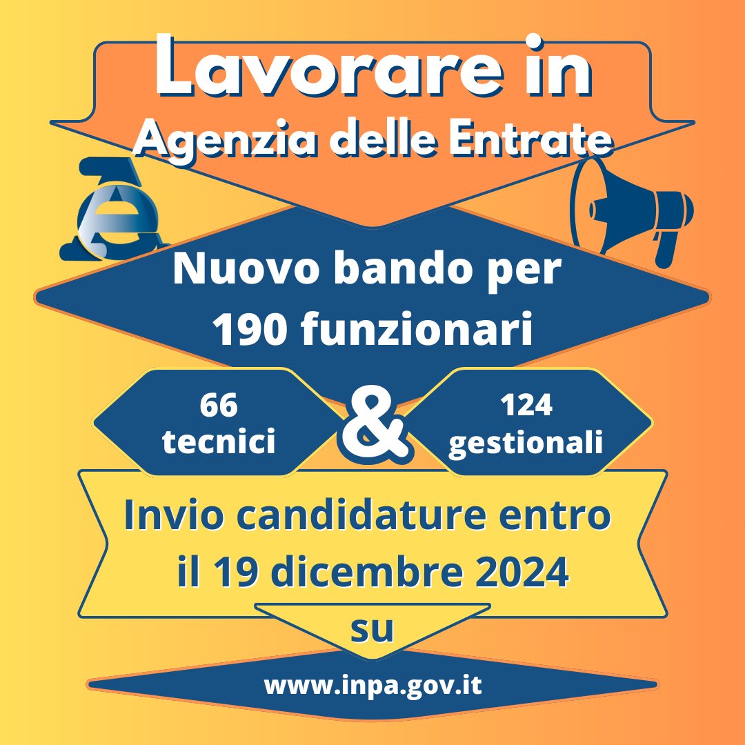 Concorso pubblico, l'Agenzia delle Entrate assume 190 funziona… Concorso pubblico, l'Agenzia delle Entrate assume 190 funziona…
