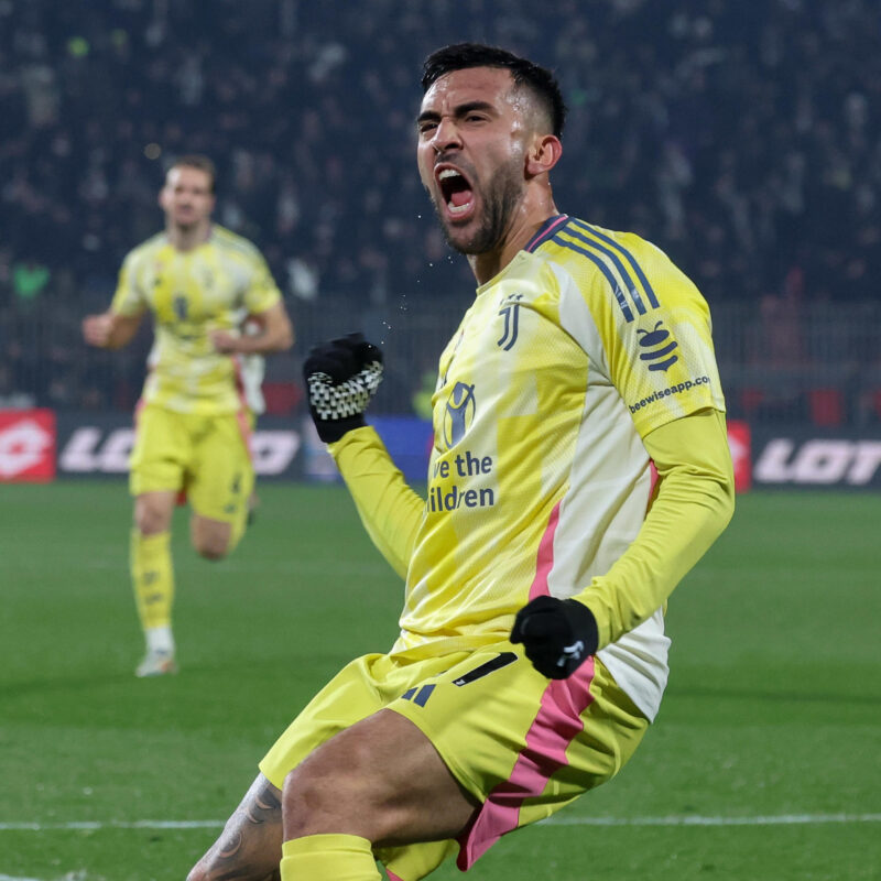 Juventus FC's forward Nicolas Gonzalez jubilates after scoring goal during the Italian Serie A soccer match between AC Monza and Juventus FC at U-Power Stadium in Monza, Italy, 22 December 2024. ANSA / ROBERTO BREGANI