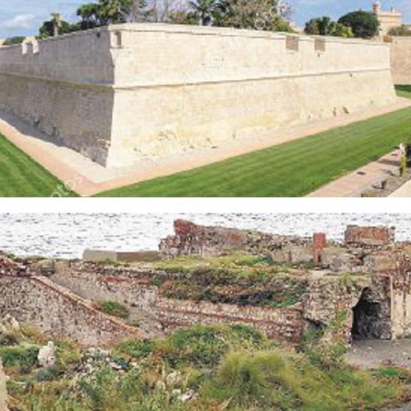 La Real Cittadella di Messina e, sopra, e la Fortezza di Mdina