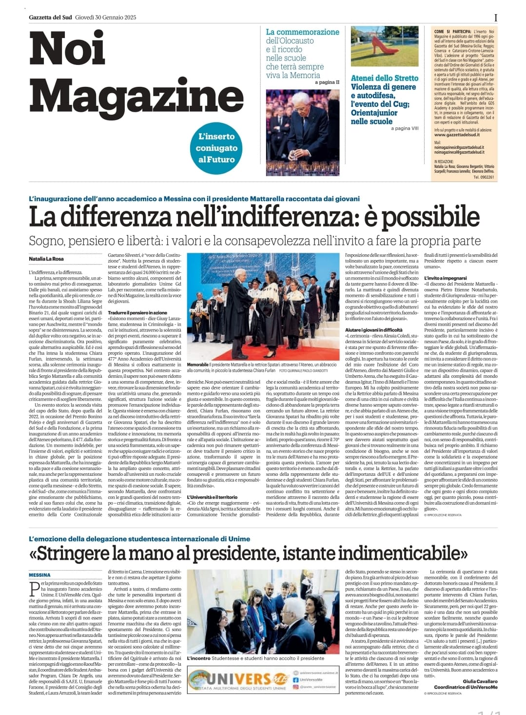 Su Noi Magazine il pensiero che diventa azione e la visita di Matta… Su Noi Magazine il pensiero che diventa azione e la visita di Matta…