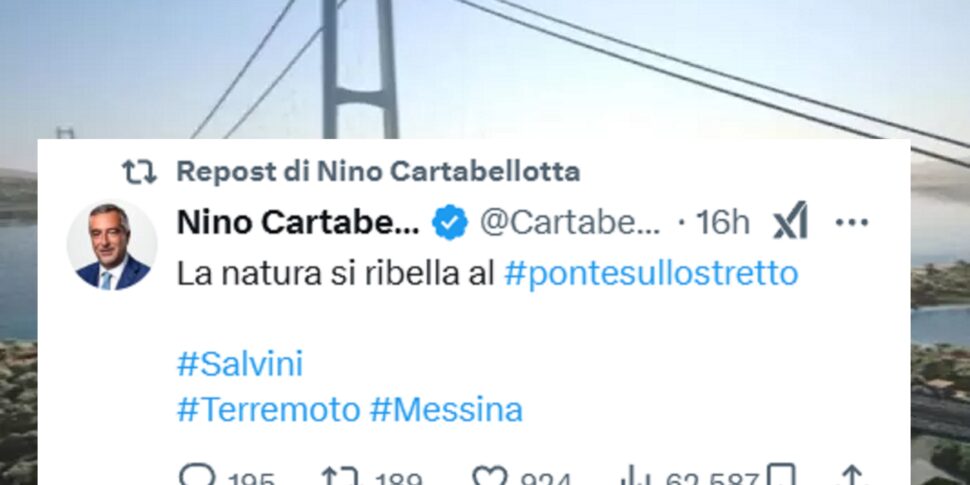 Terremoto alle Eolie, Cartabellotta: "La natura si ribella al Ponte sullo Stretto". Salvini: "Post disgustoso"