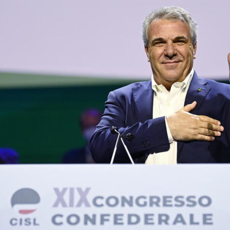 Luigi Sbarra, segretario generale della Cisl, durante il XIX Congresso Confederale della Cisl a Roma, 28 maggio 2022. ANSA/RICCARDO ANTIMIANI