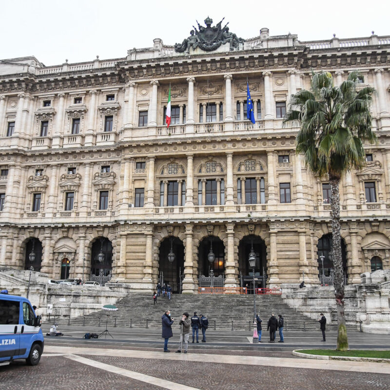 Esterno del Palazzo di Giustizia, sede della Corte suprema di cassazione, durante la cerimonia per l'apertura dell'anno giudiziario 2021, Roma 29 gennaio 2021. ANSA/ALESSANDRO DI MEO