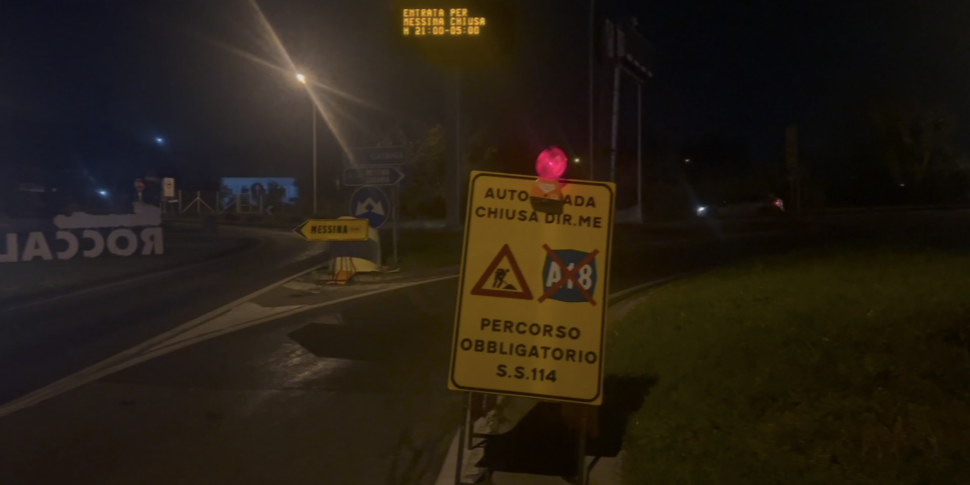 A18, prima notte di chiusura del tratto Tremestieri Roccalumera