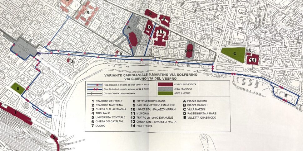 Messina, novità e cambiamenti: la mappa delle piste ciclabili. Alla fine si arriverà a 22 chilometri
