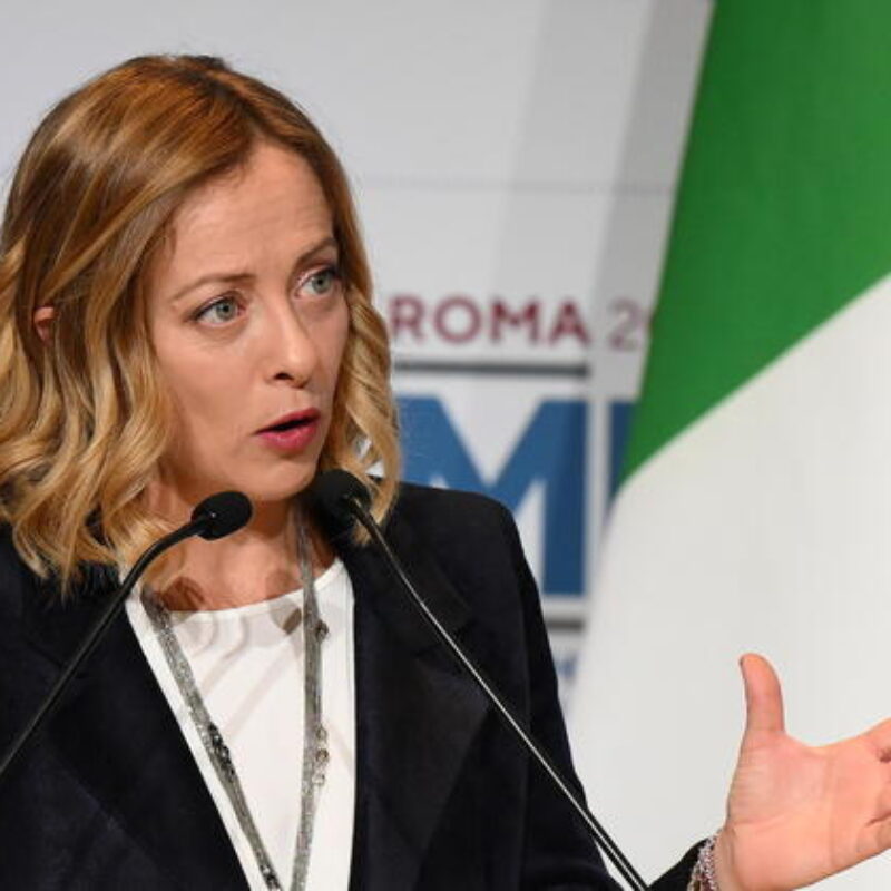 epa11743492 Italian Prime Minister Giorgia Meloni delivers a speech during the Rome Med - Mediterranean Dialogues conference in Rome, Italy, 27 November 2024. The MED conference is held in Rome from 25 until 27 November for high-level discussions on the most critical issues affecting the wider Mediterranean. EPA/ETTORE FERRARI