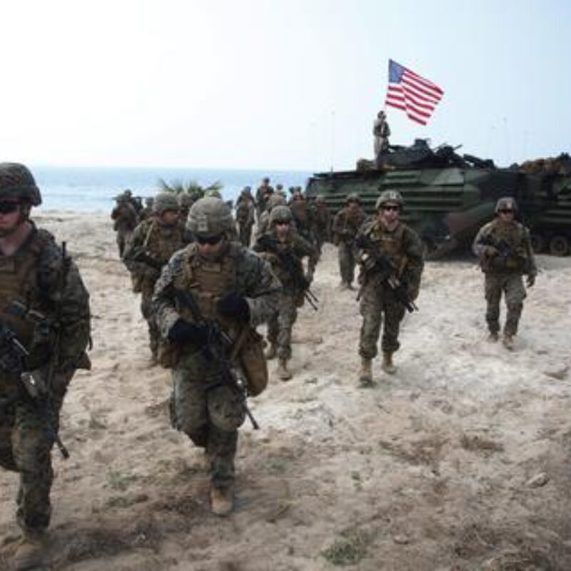 U.S. Marines join in an ongoing U.S.-Thai joint Cobra Gold U.S.-Thai joint military exercise on Hat Yao beach in Chonburi province, eastern Thailand, Saturday, Feb. 17, 2018. Approximately 11,000 military personnel from the U.S., Thailand, and South Korea are taking part in the annual drill. (ANSA/AP Photo/Sakchai Lalit) [CopyrightNotice: Copyright 2018 The Associated Press. All rights reserved.]
