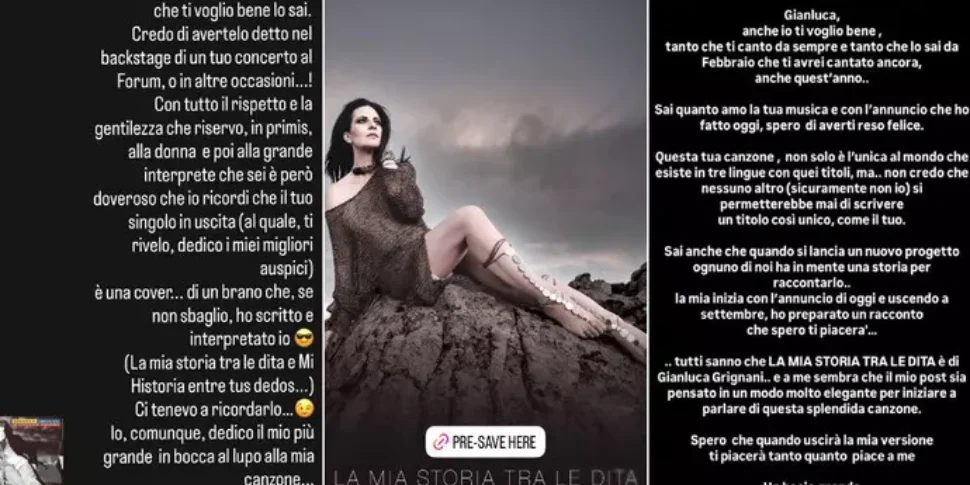 Pausini Grignani, scontro su "La mia storia tra le dita". Lei fa un post sulla cover ma non cita l Pausini Grignani, scontro su "La mia storia tra le dita". Lei fa un post sulla cover ma non cita l