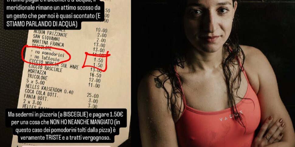 La nuotatrice Elena Di Liddo: «Ho pagato 1,50 euro in più per far togliere i pomodorini dalla pizza, triste e vergognoso!» La nuotatrice Elena Di Liddo: «Ho pagato 1,50 euro in più per far togliere i pomodorini dalla pizza, triste e vergognoso!»